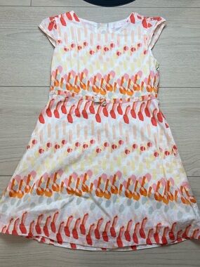 Janie & Jack Girls' Coral & Pink Watercolor Print Dress girls size 6